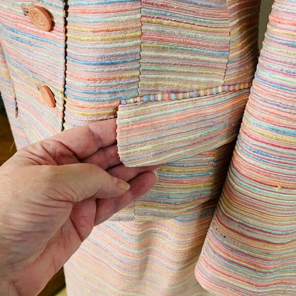 Vintage Bergamo By Ebi Size 4 2-Piece Suit Skirt w/ Blazer Jacket Tweed Striped - Picture 9 of 11